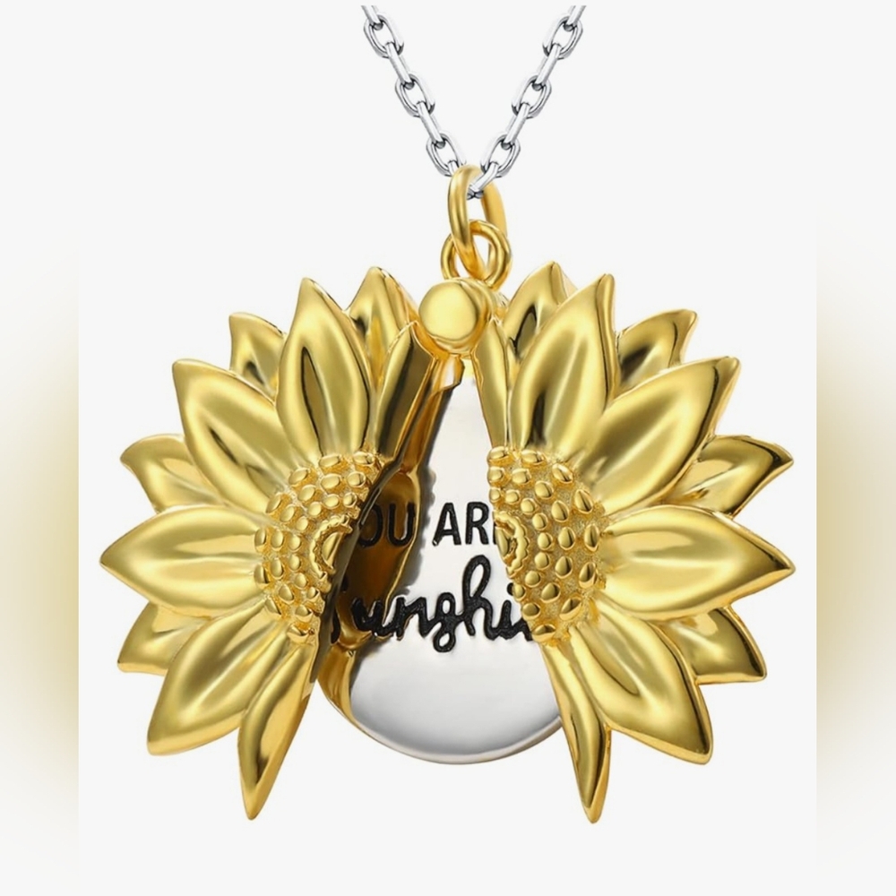 Bolelis Sterling Silver Sunflower"You are My Sunshine"Locket NecklaceNWT